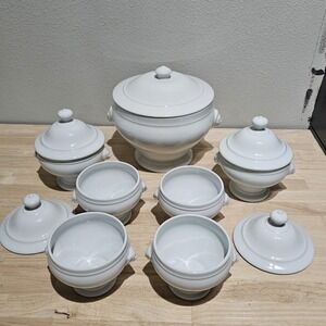 12 Piece Set Apilco France Lion's Head Porcelaine Soup Bowl Set
